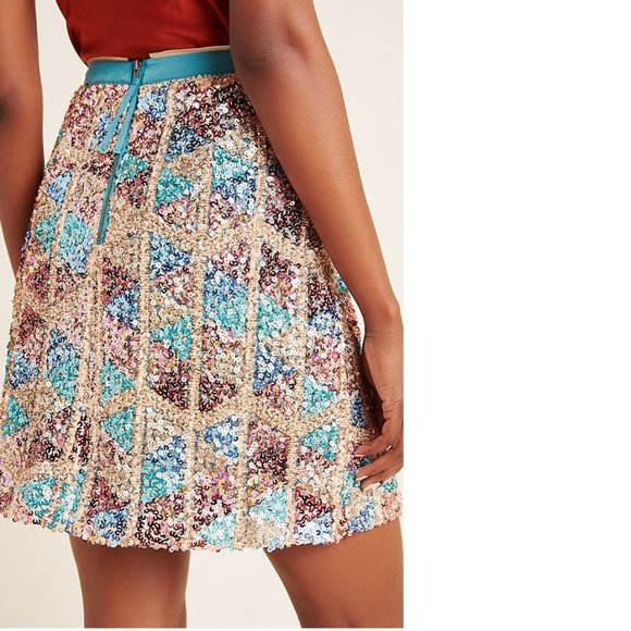 Anthropologie Zig-Zag Sequined Mini Skirt - Picture 3 of 6